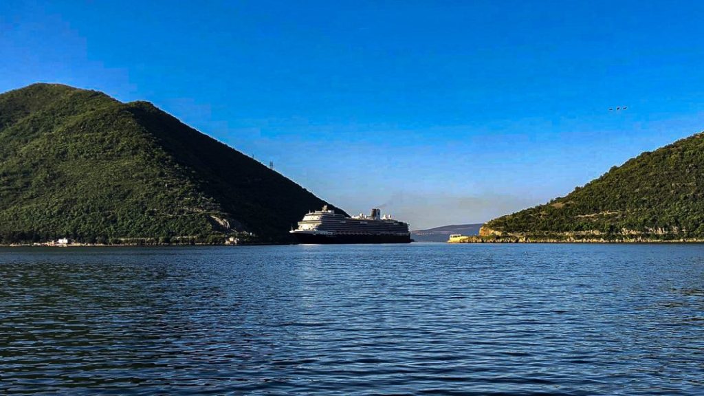 view of a cruising ship passing through the Verige Strait