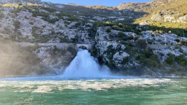 Sopot waterfall in Kotor - waterfall shown in it's full capacity after a heavy rainfall