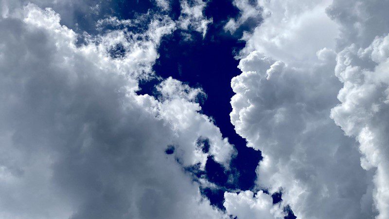 Clouds - a deep contrast between the white of the clouds and the deep blue of the sky