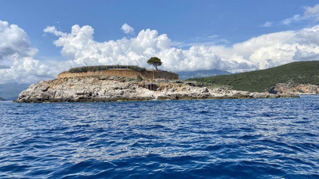 a view of the Fort Mamula, former concentration camp, now a luxury hotel