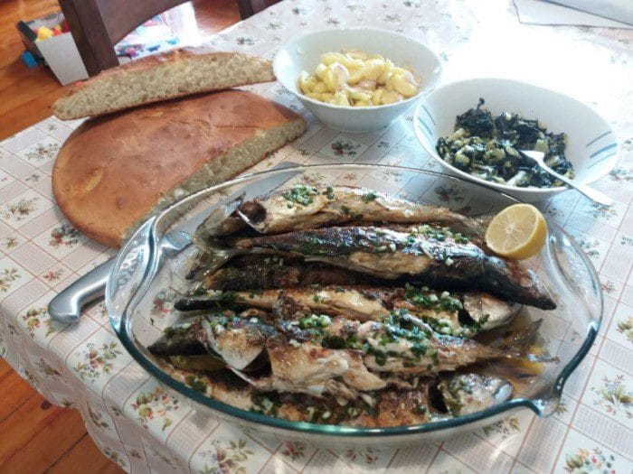A meal made of grilled fish