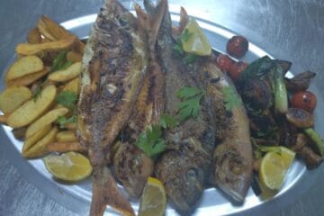 common pandora and gilt-head bream fish barbecue