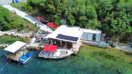 Boka bay tour with shellfish farm visiting - a drone view of the restaurant